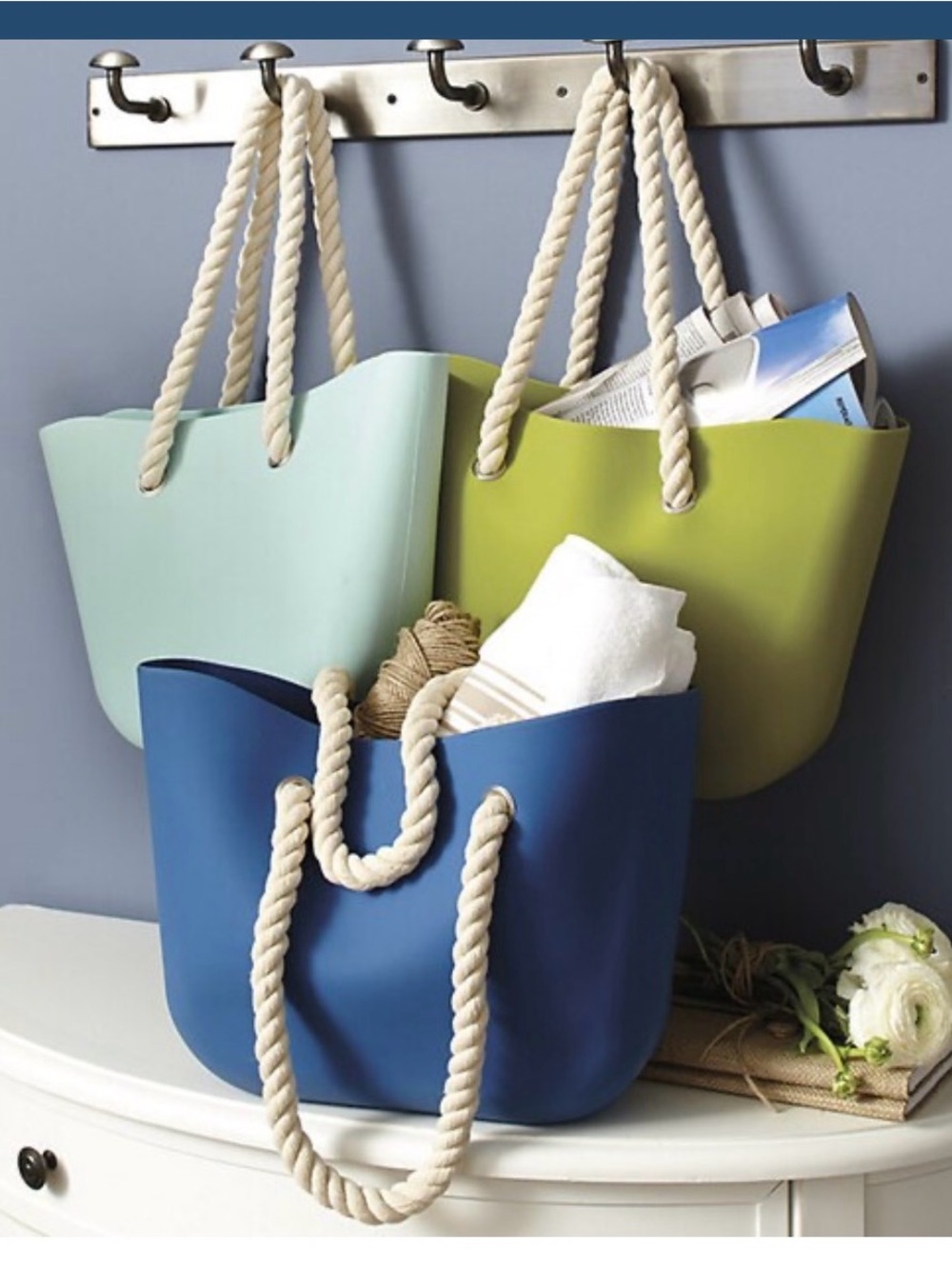 Ballard Designs Maya Rubber Beach Tote Blue